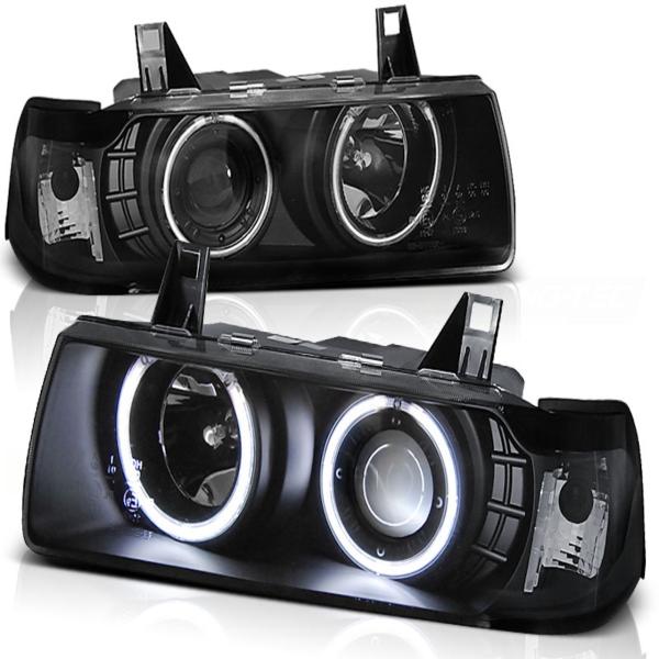 Scheinwerfer CCFL Angel Eyes passend für BMW 3er E36 Cabrio Coupe Bj. 90-99 Schwarz