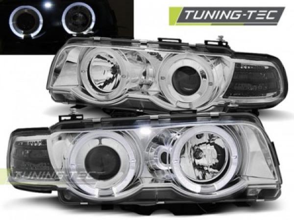 Scheinwerfer Angel Eyes passend für BMW 7er E38 Facelift Bj. 98-01 Chrom