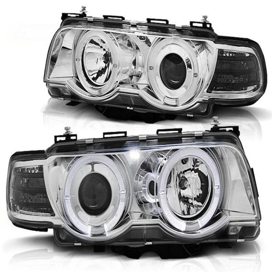 Xenon Scheinwerfer Angel Eyes passend für BMW 7er E38 Facelift Bj. 98-01 Chrom