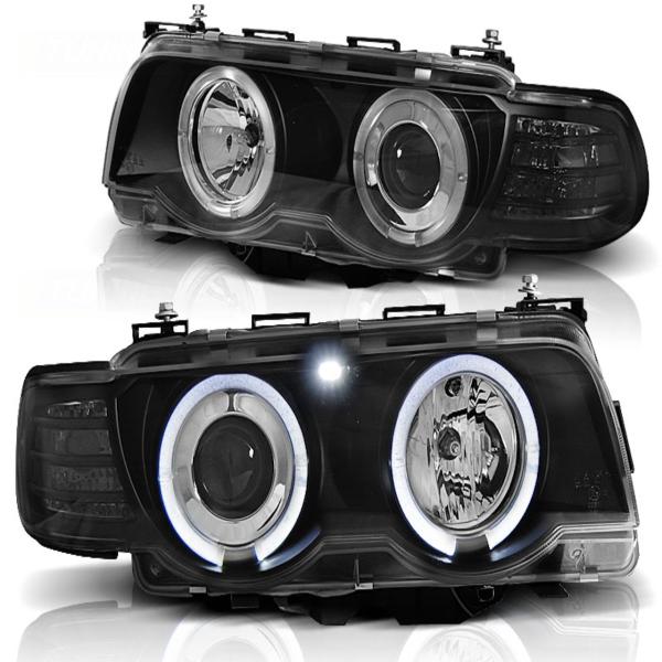 Xenon CCFL Angel Eyes Scheinwerfer passend für BMW 7er E38 98-01 Schwarz