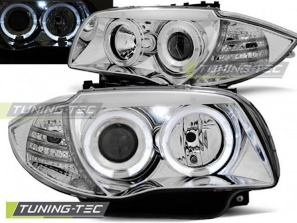 Scheinwerfer Angel Eyes passend für BMW 1er E81 E82 E87 E88 Bj. 04-11 Chrom