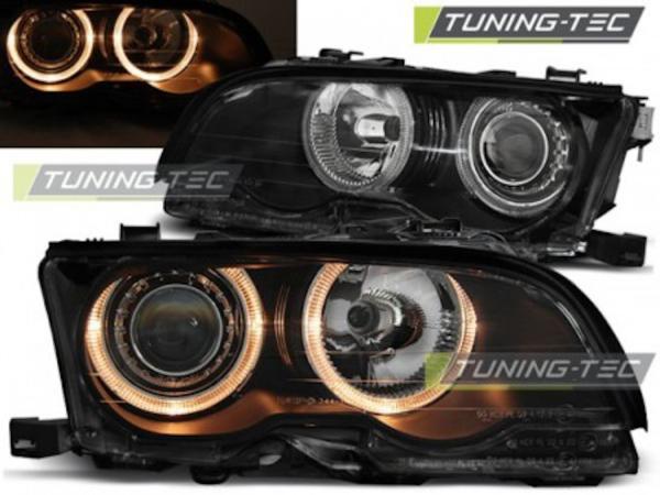 Scheinwerfer LED Angel Eyes passend für BMW 3er E46 Coupe Cabrio 01-03 Schwarz