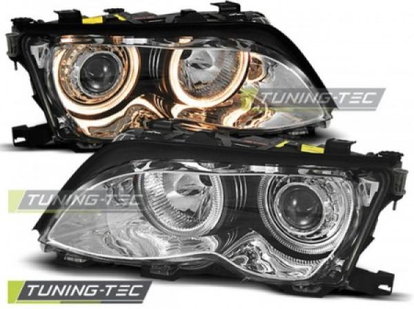 Scheinwerfer LED Angel Eyes passend für BMW 3er E46 Limo Touring Bj. 01-05 Chrom