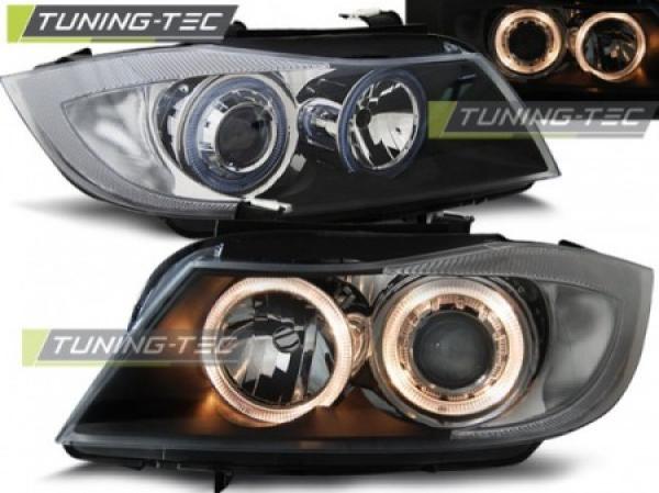 Scheinwerfer Angel Eyes passend für BMW 3er E90 E91 Bj. 05-08 Schwarz
