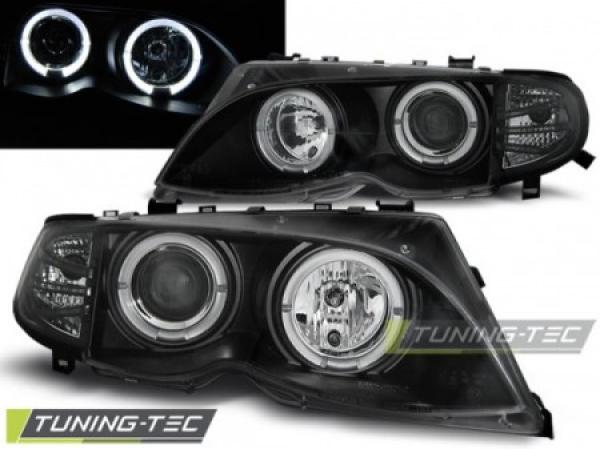 LED Angel Eyes Scheinwerfer passend für BMW 3er E46 01-05 schwarz Set