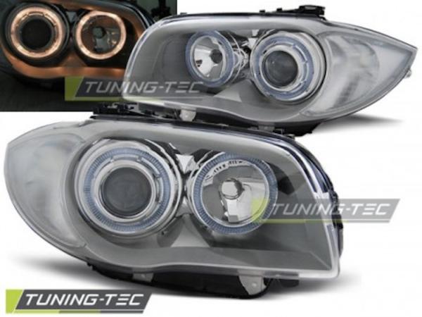 Design Angel Eyes Scheinwerfer passend für BMW 1er E81, E82, E87, E88 04-11 chrom