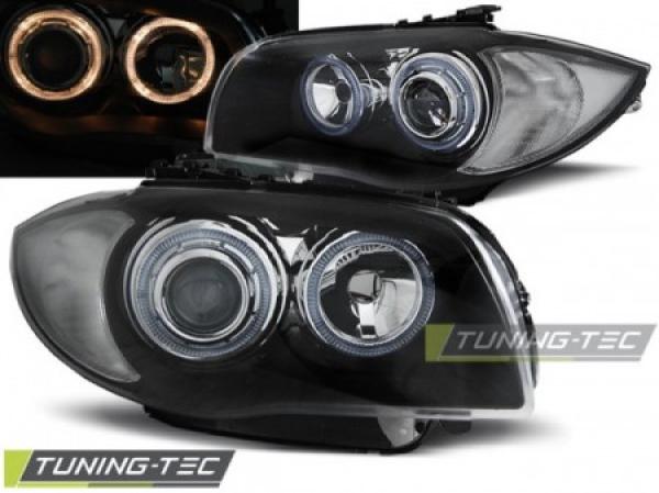 Design Angel Eyes Scheinwerfer passend für BMW 1er E81, E82, E87, E88 04-11 schwarz
