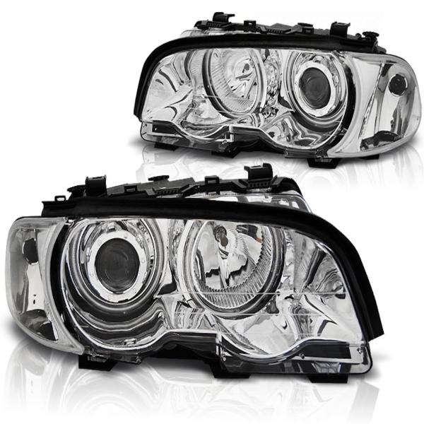 Scheinwerfer CCFL Angel Eyes passend für BMW 3er E46 Coupe Cabrio Bj. 99-03 Chrom
