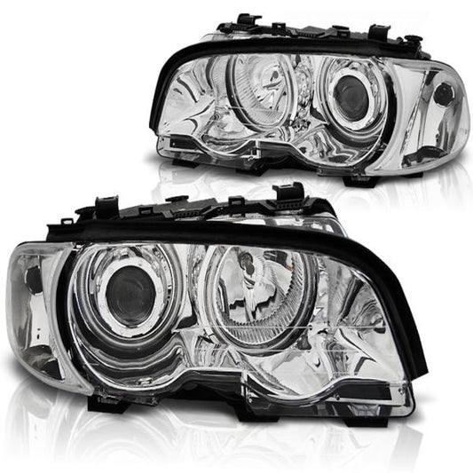 Scheinwerfer CCFL Angel Eyes passend für BMW 3er E46 Coupe Cabrio Bj. 99-03 Chrom