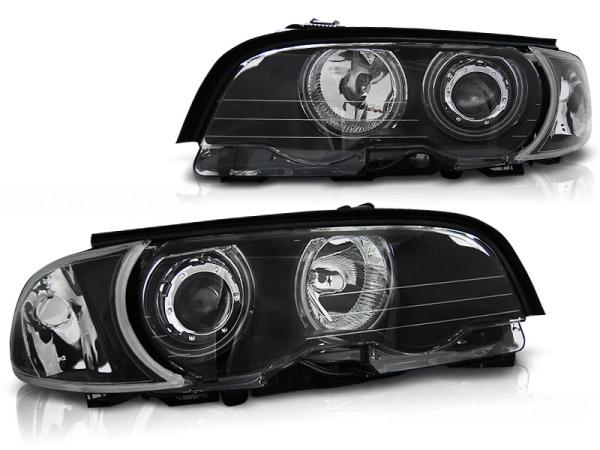 Scheinwerfer CCFL Angel Eyes passend für BMW 3er E46 Coupe Cabrio Bj. 99-03 Schwarz