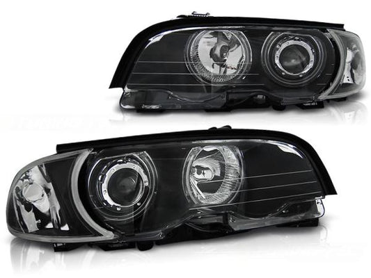 Scheinwerfer CCFL Angel Eyes passend für BMW 3er E46 Coupe Cabrio Bj. 99-03 Schwarz