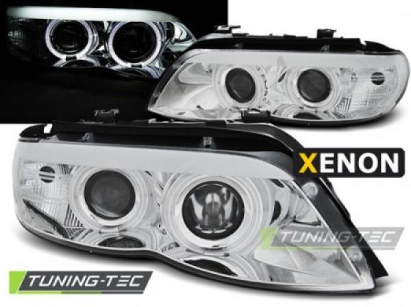 Xenon Scheinwerfer Angel Eyes passend für BMW X5 E53 Facelift Bj. 03-06 Chrom