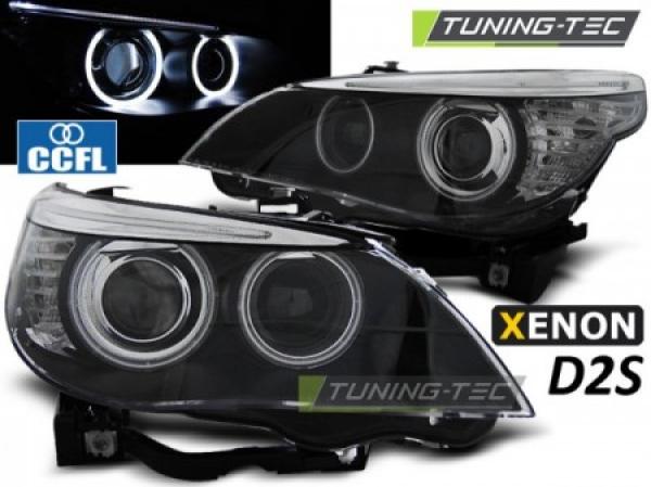 Xenon Scheinwerfer CCFL Angel Eyes passend für BMW 5er E60 E61 Bj. 03-04 Schwarz
