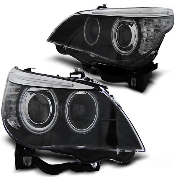 Xenon CCFL Angel Eyes Scheinwerfer passend für BMW 5er E60/E61 05-07 schwarz