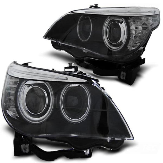 Xenon CCFL Angel Eyes Scheinwerfer passend für BMW 5er E60/E61 05-07 schwarz