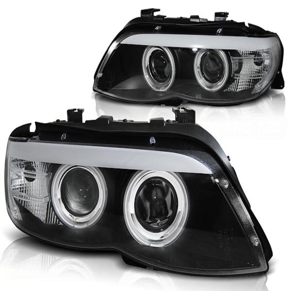 Xenon Scheinwerfer CCFL Angel Eyes passend für BMW X5 E53 Facelift Bj. 03-06 Schwarz