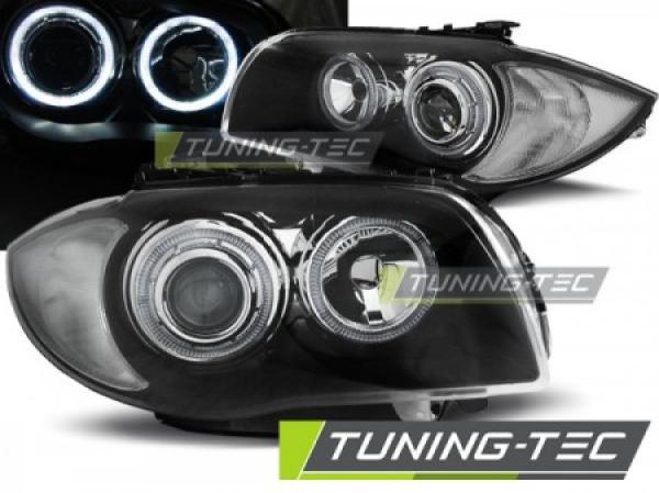 LED Angel Eyes Scheinwerfer passend für BMW 1er E81, E82, E87, E88 04-11 schwarz
