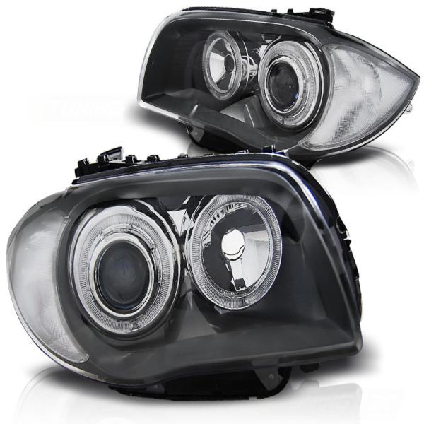 Scheinwerfer LED Angel Eyes passend für BMW 1er E81 E82 E87 E88 Bj. 04-11 Grau