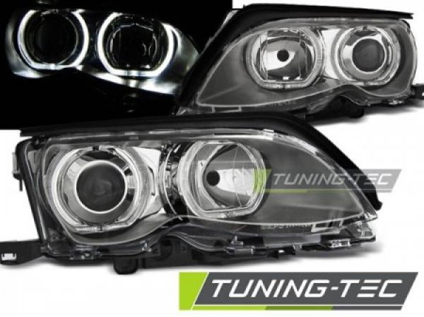Scheinwerfer LED Angel Eyes passend für BMW 3er E46 Limo Touring Bj. 01-05 Chrom