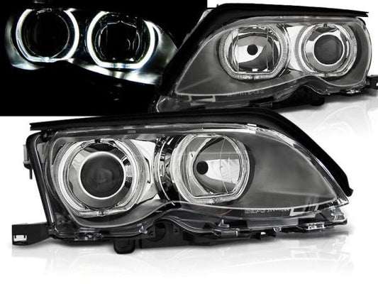 Scheinwerfer LED Angel Eyes passend für BMW 3er E46 Limo Touring Bj. 01-05 Chrom