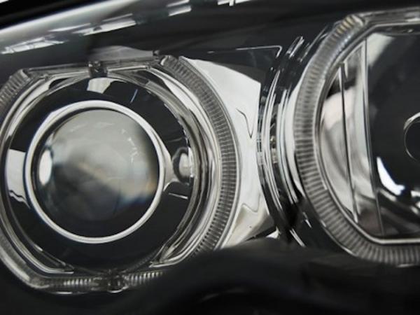 Scheinwerfer LED Angel Eyes passend für BMW 3er E46 Limo Touring Bj. 01-05 Schwarz