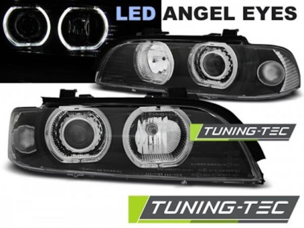 LED Angel Eyes Scheinwerfer passend für BMW 5er E39 95-03 Lim./Touring Schwarz