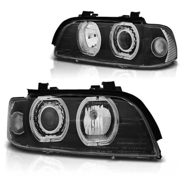 Xenon LED Angel Eyes Scheinwerfer passend für BMW 5er E39 Facelift 95-03 schwarz