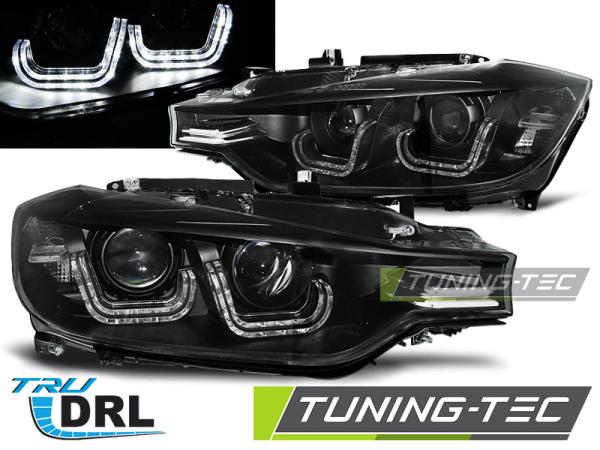 LED Tagfahrlicht Angel Eyes Scheinwerfer passend für BMW 3er F30/F31 11-15 schwarz