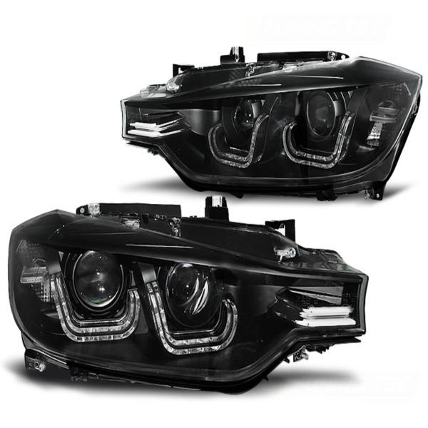 LED Tagfahrlicht Angel Eyes Scheinwerfer passend für BMW 3er F30/F31 11-15 schwarz