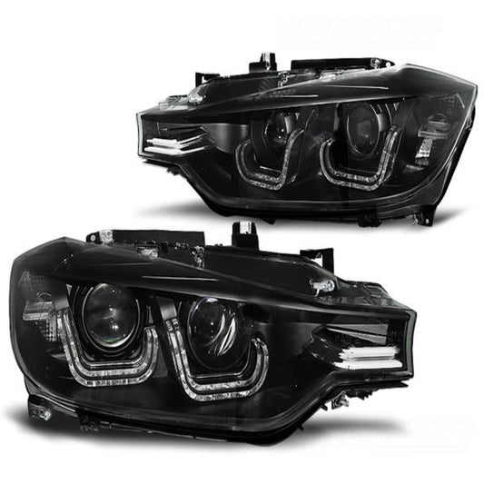 LED Tagfahrlicht Angel Eyes Scheinwerfer passend für BMW 3er F30/F31 11-15 schwarz