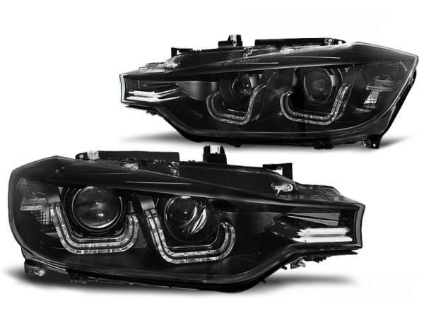 Xenon Scheinwerfer DRL U-Tube Tagfahrlicht passend für BMW 3er F30 F31 Bj. 11-15 Schwarz
