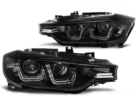 Xenon Scheinwerfer DRL U-Tube Tagfahrlicht passend für BMW 3er F30 F31 Bj. 11-15 Schwarz