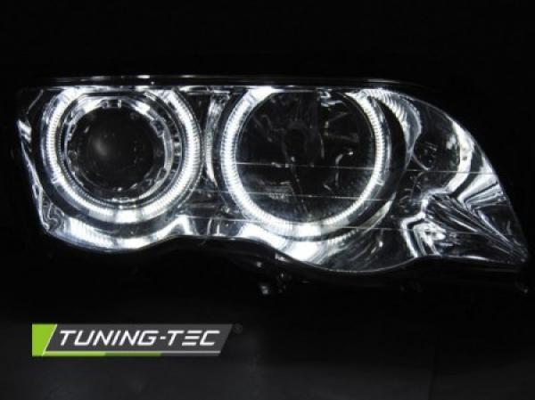 Scheinwerfer LED Angel Eyes passend für BMW 3er E46 Limo Touring Bj. 98-01 Chrom