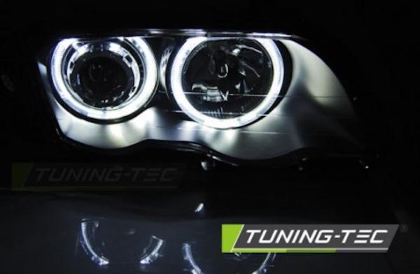 Scheinwerfer LED Angel Eyes passend für BMW 3er E46 Limo Touring Bj. 98-01 Schwarz