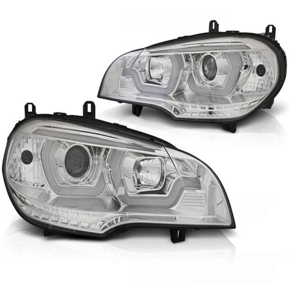 DRL Scheinwerfer 3D LED Angel Eyes passend für BMW X5 E70 Bj. 07-13 Chrom