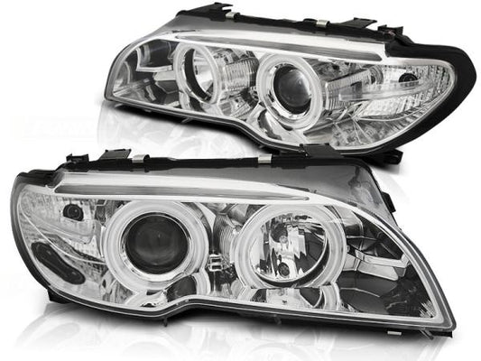 Scheinwerfer CCFL Angel Eyes passend für BMW 3er E46 Coupe Cabrio Bj. 03-06 Chrom