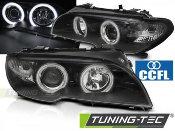 Scheinwerfer CCFL Angel Eyes passend für BMW 3er E46 Coupe Cabrio Bj. 03-06 Schwarz