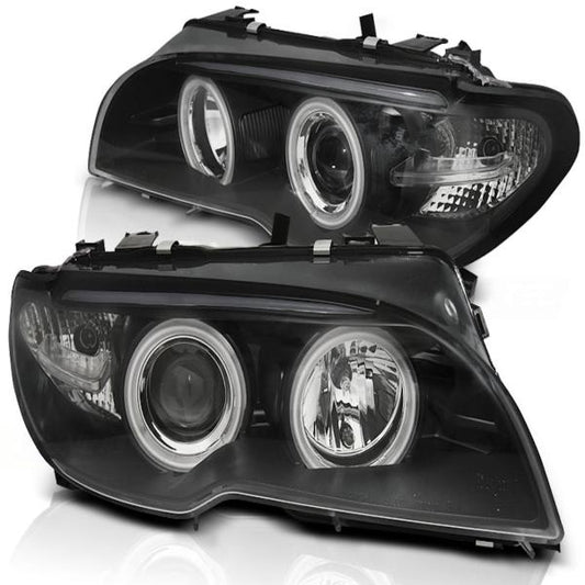 Scheinwerfer CCFL Angel Eyes passend für BMW 3er E46 Coupe Cabrio Bj. 03-06 Schwarz