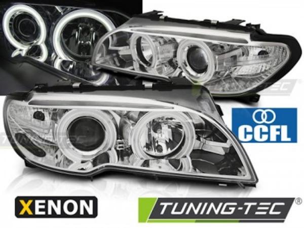 Xenon Scheinwerfer CCFL Angel Eyes passend für BMW 3er E46 Coupe Cabrio Bj. 03-06 Chrom