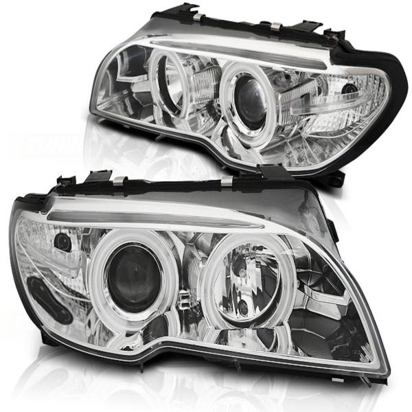 Xenon Scheinwerfer CCFL Angel Eyes passend für BMW 3er E46 Coupe Cabrio Bj. 03-06 Chrom