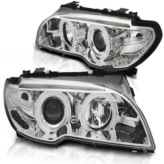 Xenon Scheinwerfer CCFL Angel Eyes passend für BMW 3er E46 Coupe Cabrio Bj. 03-06 Chrom