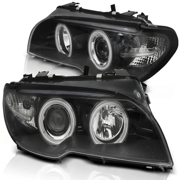 Xenon Scheinwerfer CCFL Angel Eyes passend für BMW 3er E46 Coupe Cabrio 03-06 Schwarz