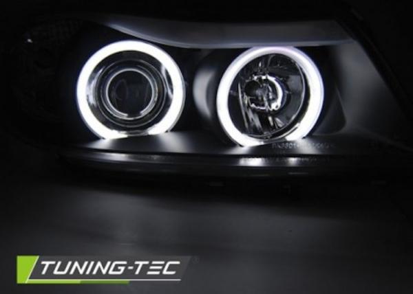 CCFL Angel Eyes Scheinwerfer passend für BMW 3er E90/E91 05-08 schwarz