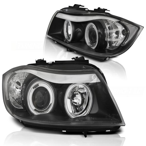 CCFL Angel Eyes Scheinwerfer passend für BMW 3er E90/E91 05-08 schwarz