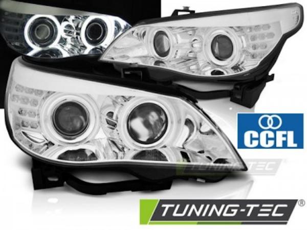 Scheinwerfer CCFL Angel Eyes passend für BMW 5er E60 E61 Bj. 03-07 Chrom mit LED Blinker