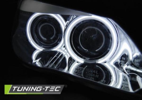 Scheinwerfer CCFL Angel Eyes passend für BMW 5er E60 E61 Bj. 03-07 Chrom mit LED Blinker