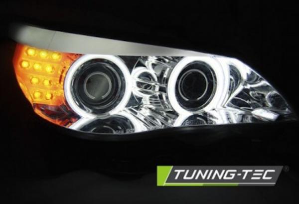 Scheinwerfer CCFL Angel Eyes passend für BMW 5er E60 E61 Bj. 03-07 Chrom mit LED Blinker