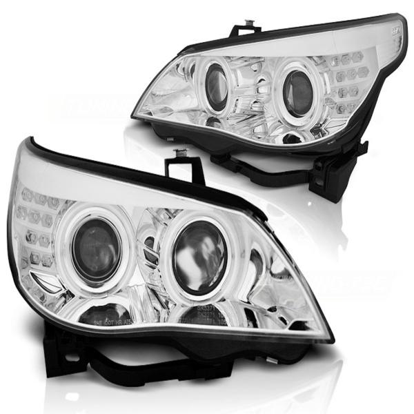 Scheinwerfer CCFL Angel Eyes passend für BMW 5er E60 E61 Bj. 03-07 Chrom mit LED Blinker