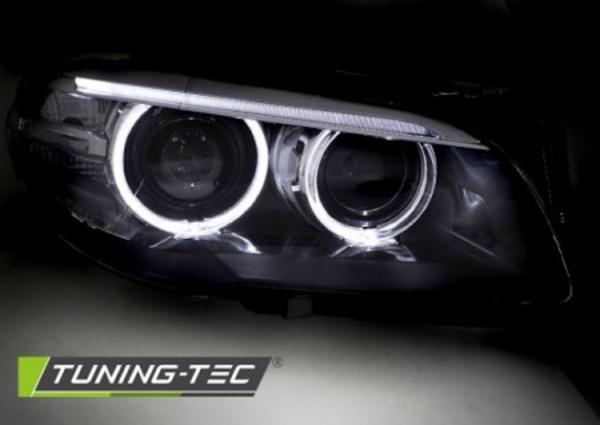 Xenon LED Tagfahrlicht Angel Eyes Scheinwerfer passend für BMW 5er F10/F11 10-13 schwarz