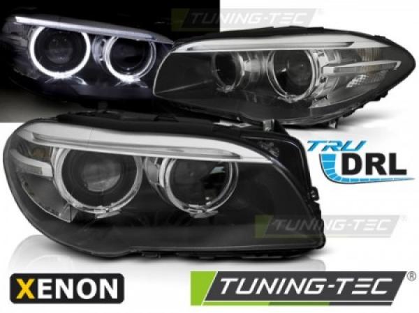 Xenon LED Tagfahrlicht Angel Eyes Scheinwerfer passend für BMW 5er F10/F11 10-13 schwarz